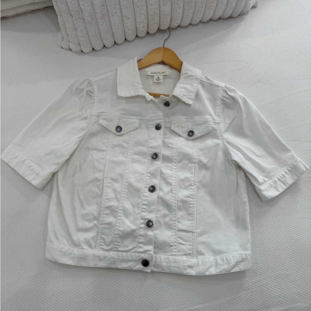Skye's the Limit Ladies White Denim Jean Jacket